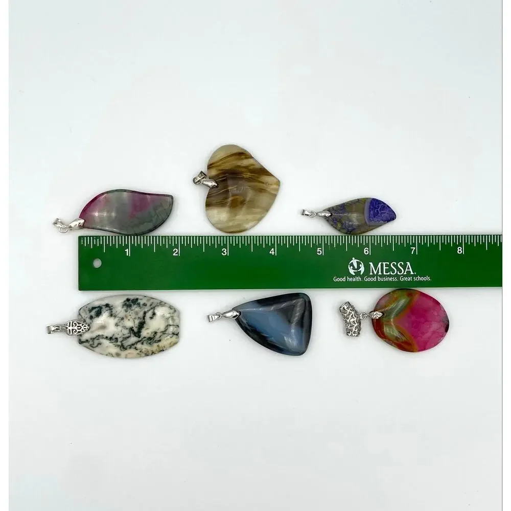 Destash Lot 18 Stone Pendants & Bails Jewelry Making Plus 1 Glass Pendant Lot #1